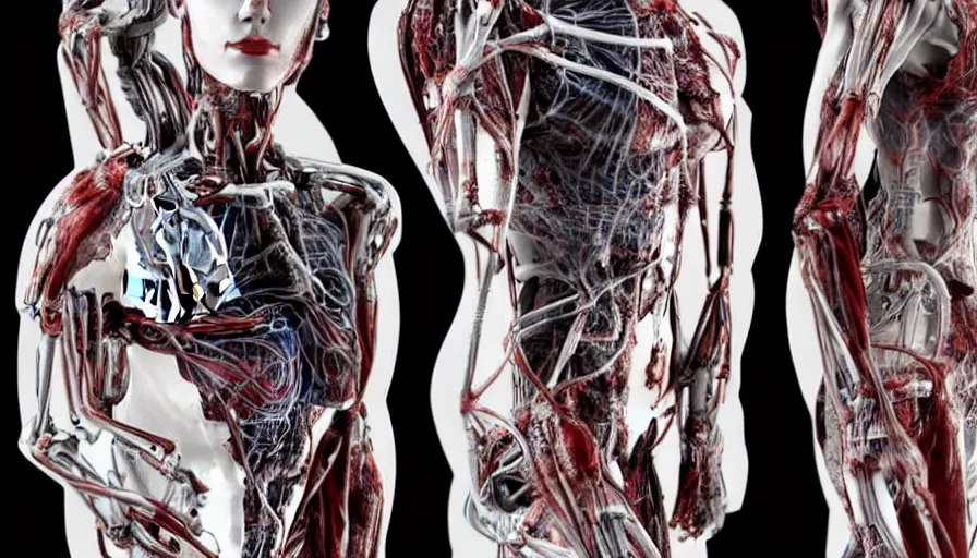 Image similar to big budget horror movie about the body worlds cyborg