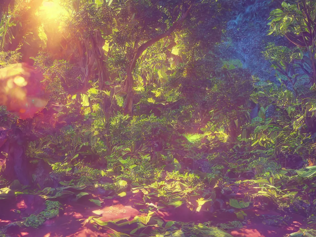 Prompt: ( ( 3 d render ) ), sunlight study, kauai, the universe is a spheroid region, art nouveau, by rachel ruysch and ( ( ( ( ( lisa frank ) ) ) ) ), 8 k, sharp focus, octane render