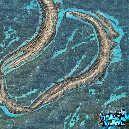 Image similar to plump anchovies build an archipelago in the sheltered waters of a warm tropical ocean, digital art