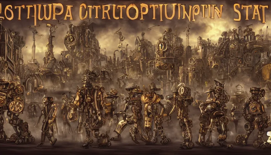 Image similar to steampunk robots civilization