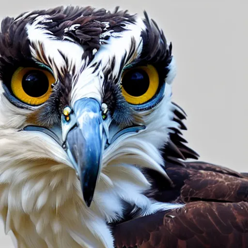 Prompt: extremely detailed cartoon osprey looking directly into camera psychedelic