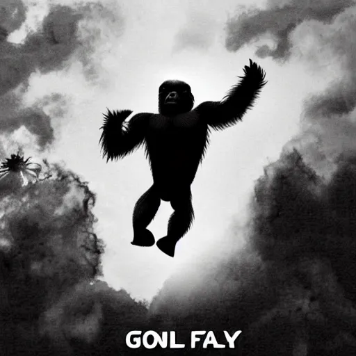 Image similar to gorilla falling from heaven, in the style of nails you will never be one of us album cover