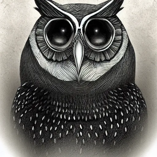 Prompt: an anthropomorphic owl, digital artwork by hulwick