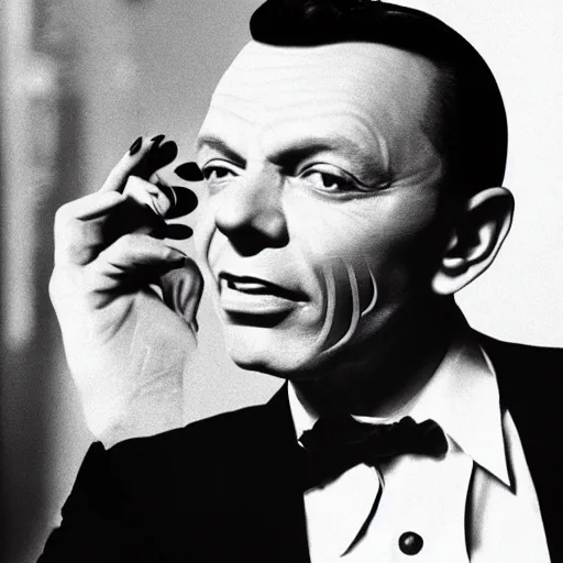 Prompt: frank sinatra covered in face tattoos