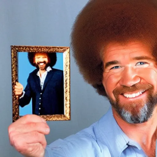 Image similar to bob ross holding a picture of bob ross holding a picture of bob ross holding a picture of bob ross