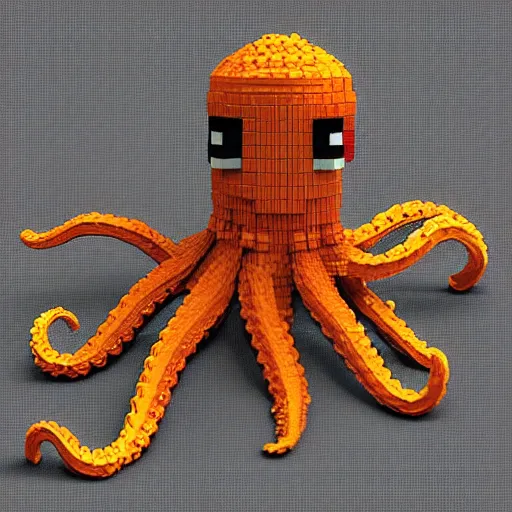 Prompt: octopus voxel art, octopus with many tentacles, voxels, artstation, well lit hd render