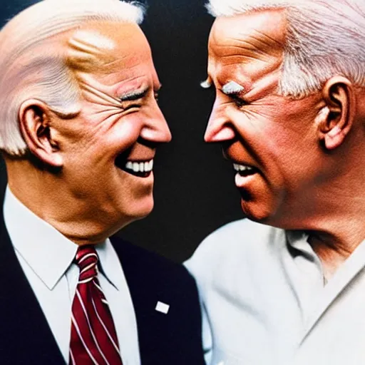 Image similar to UHD candid color photo of Hitler and Joe Biden scissoring, accurate faces, UHD, photorealistic, correct face, photo by Annie Leibowitz