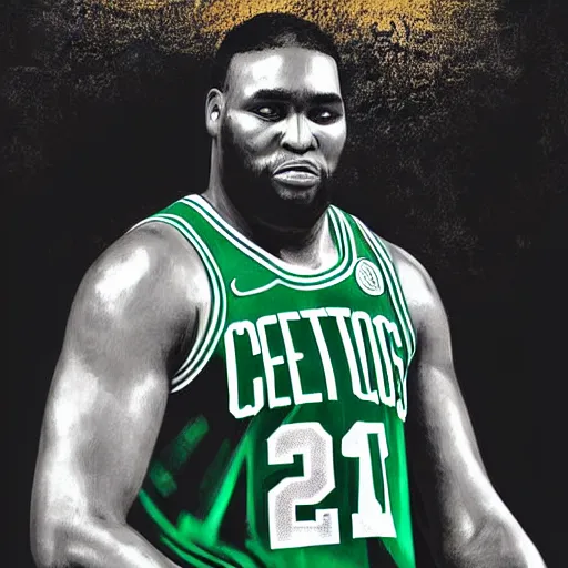 Prompt: portrait of Celtics Glen Big Baby Davis digital art