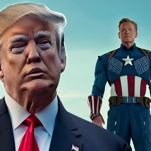 Prompt: film still of Trump in avengers endgame