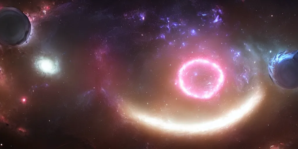 Image similar to view of the one spiral galaxy, deep space, dark space, unreal engine 5