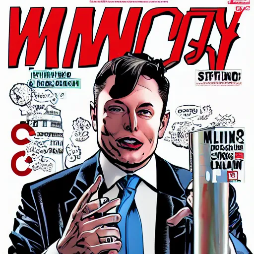 Prompt: elon musk as dc comic cover