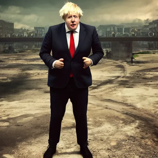 Image similar to Boris Johnson with Travis barkers body, realistic artstyle, wide shot, dramatic lighting, octane render, hyperrealistic, high quality, highly detailed, HD, beautiful, cinematic, 8k, unreal engine, facial accuracy, symmetrical