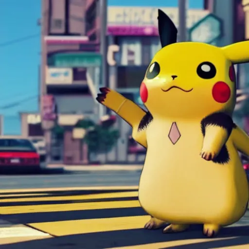 Prompt: pikachu in gta 5, octane render