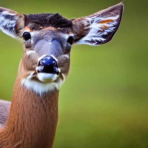 Image similar to photograph of a feathery deer in nature, 4K, highly detailed, photo realistic