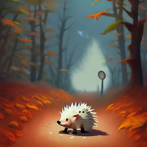 Prompt: goro fujita ilustration a cute hedgehog walking in the forest, painting by goro fujita, sharp focus, highly detailed, artstation