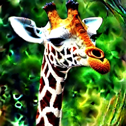 Image similar to giraffe smoking weed