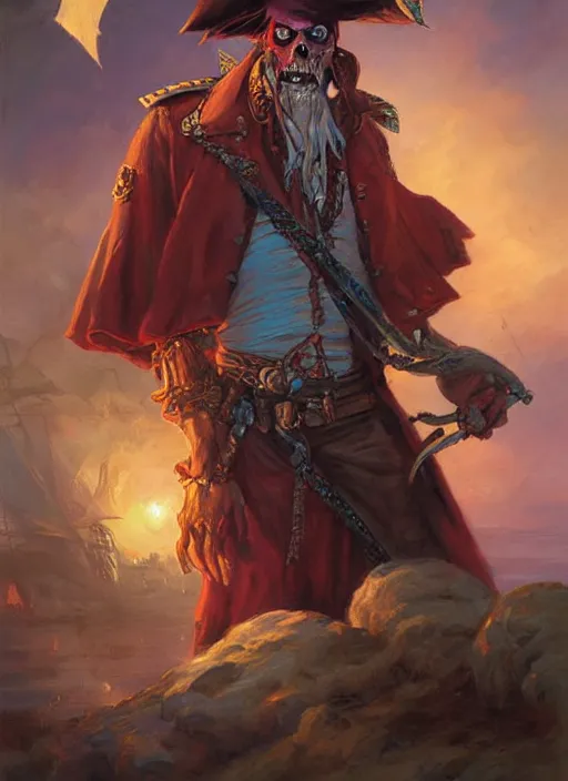 Prompt: undead pirate captain by paul dainton and vladimir volegov and alexander averin and delphin enjolras and daniel f. gerhartz