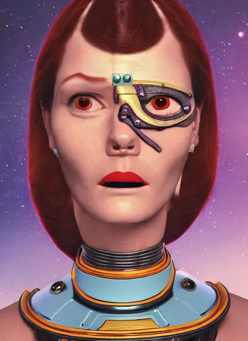 Image similar to 3 0 0 0 turanga leela, one - eyed captain of the planet express ship, portrait photography feroflex photorealistic studio lighting ektachrome detailed intricate face details, ultradetails, beautiful face