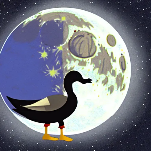 Image similar to concept art of moon eating a duck