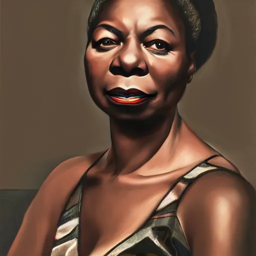 Prompt: portrait nina simone by leng jun, hyper real