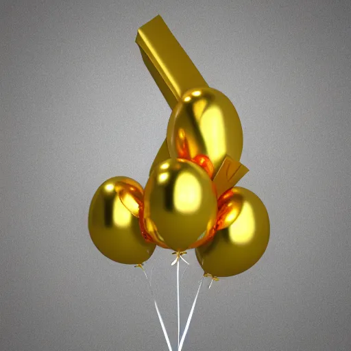 Image similar to 3D render of a Gold balloon dog, white background