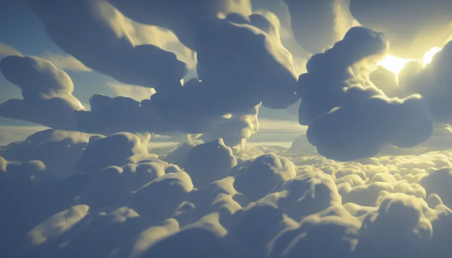 Image similar to Voxel! Rendering of Volumetric Cloud, High Quality, Hyperrealistic Rendering, Octane, Redshift, Smooth Gradients