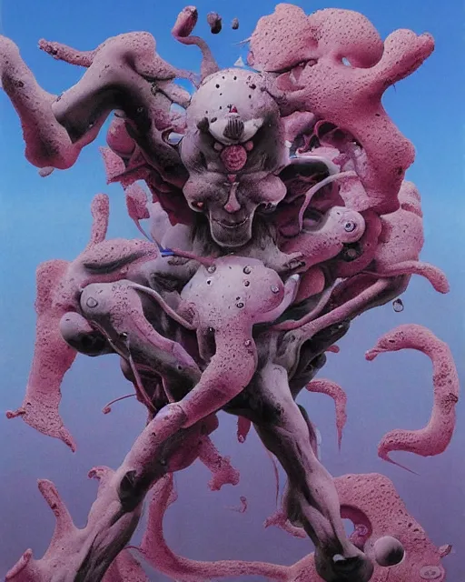 Image similar to jojo bizzare adventure painted by hirohiko araki and zdislav beksinski and wayne barlowe