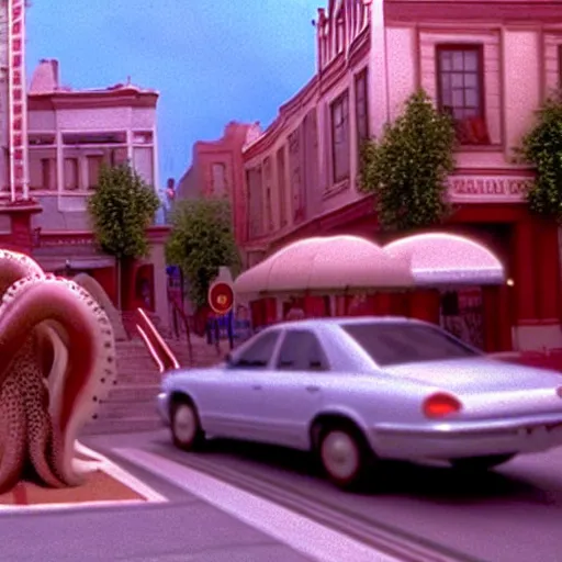 Image similar to hyperrealism photography supercomputer simulation of detailed octopus in the detailed ukrainian village in dramatic scene from movie the big lebowski ( 1 9 9 8 )