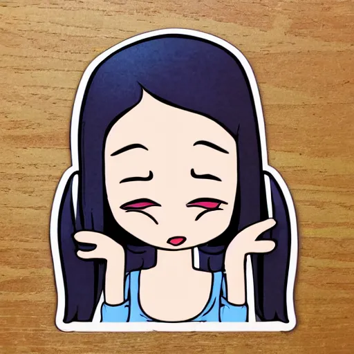 Image similar to sticker cute girl is crying