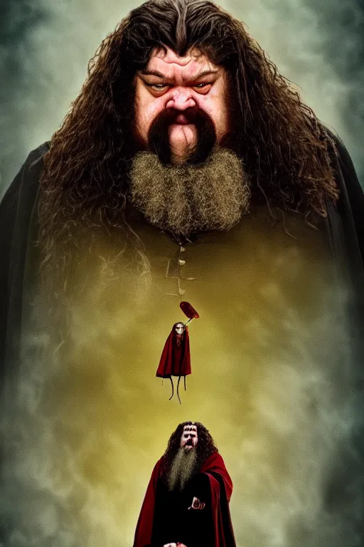 Image similar to hagrid frog face, gryffindor, hogwarts, high details, best composition, harry potter, dramatic pose, 4 k