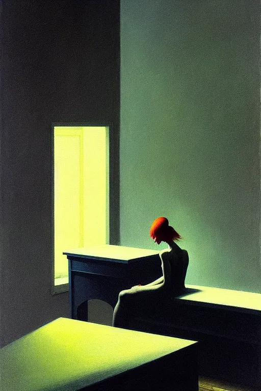 Image similar to depression, edward hopper and james gilleard zdzislaw beksisnski higly detailed