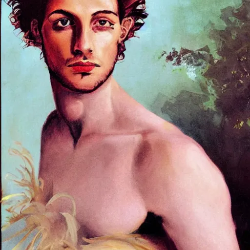 Image similar to Portrait of Zeus for the cover of Vogue painted by Daniel Spreck