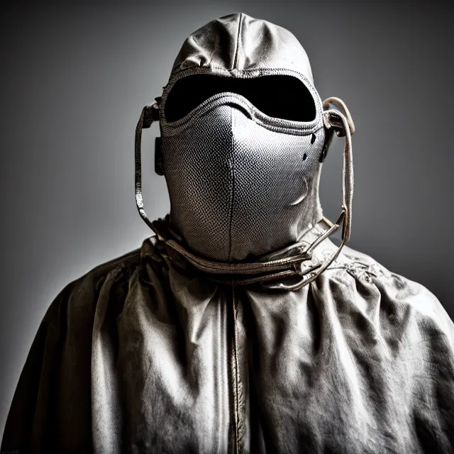 Prompt: in a straitjacket and metal face mask, highly detailed, 8 k, hdr, smooth, sharp focus, high resolution, award - winning photo