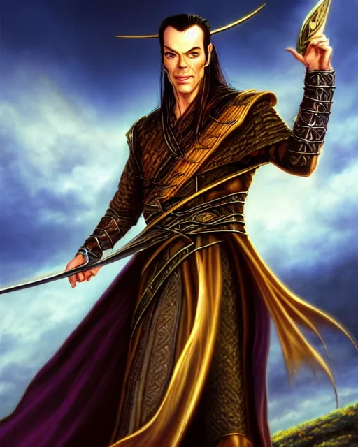 Elrond from Lord of the rings, Cover art by Stephen | Stable Diffusion ...