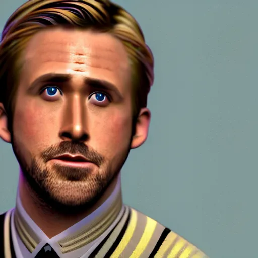 Image similar to ryan gosling in the style of animal crossing, 3d render