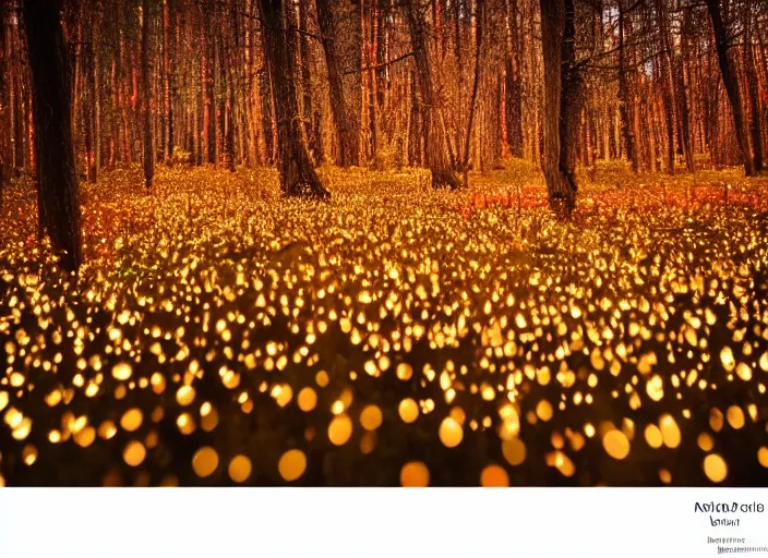 Image similar to a magical forest with delicate flowers that glow in the dusk, close up, bokeh,