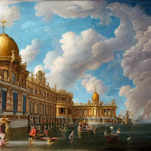 Prompt: a baroque paradise in clouds