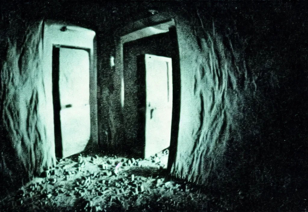 Image similar to a film still of a mysterious portal into a horrifying universe, scifi, horror, photo, nightmare, found footage, creepy, 3 5 mm