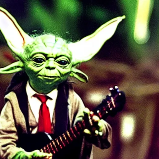 Image similar to yoda performing at woodstock