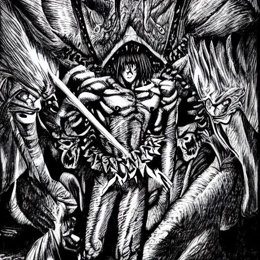 Prompt: hell drawn by Kentaro Miura, high definition