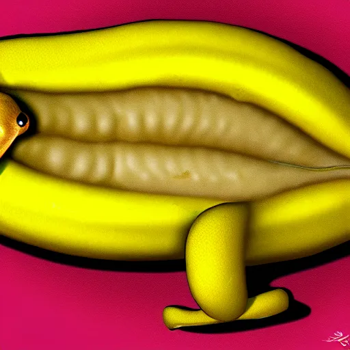 Image similar to banana slug with antlers, digital art