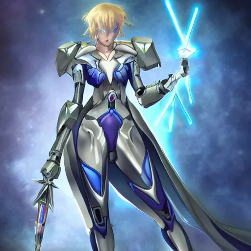 Prompt: realistic anime elegant hermetic antediluvian cyber mech warrior princess holding a lance