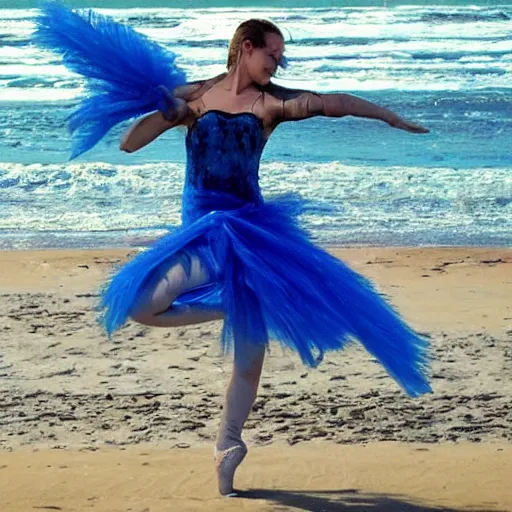 Prompt: a dancer lost at see with unequivocal love for the screams of seagulls, blue color scheme, Allen Barnhart, François Beau, 8K 3D, trending on artsstation - n9 - s-1