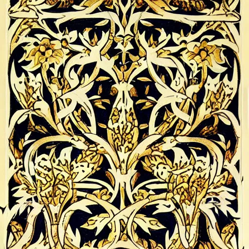 Image similar to illuminated number 1, typography by william morris