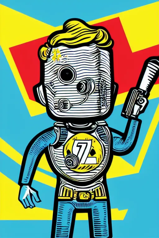 Image similar to fallout 7 6 retro futurist illustration art by butcher billy, sticker, colorful, illustration, highly detailed, simple, smooth and clean vector curves, no jagged lines, vector art, smooth andy warhol style