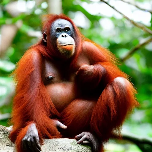 Image similar to orangutan in the style of kim kardashian break the internet