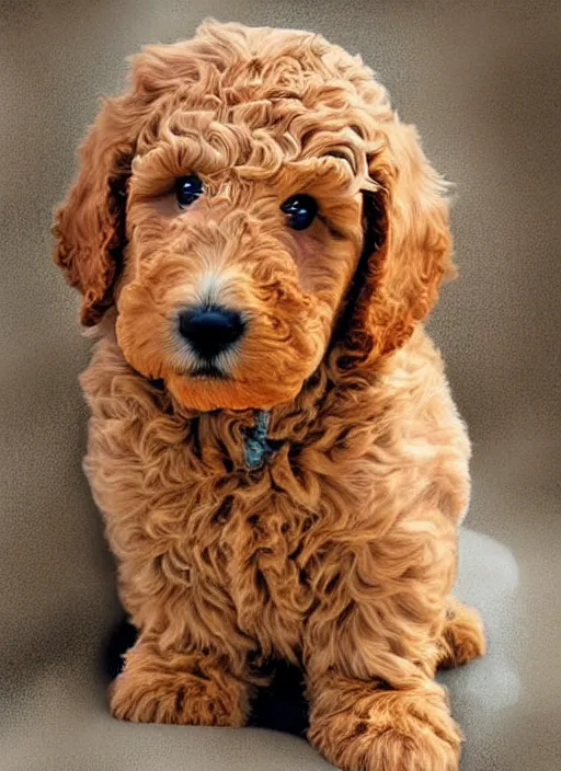 Prompt: digital art, golden doodle puppy, name is charlie, cute, artistic