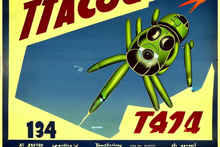 Image similar to 1940s poster,tachikoma