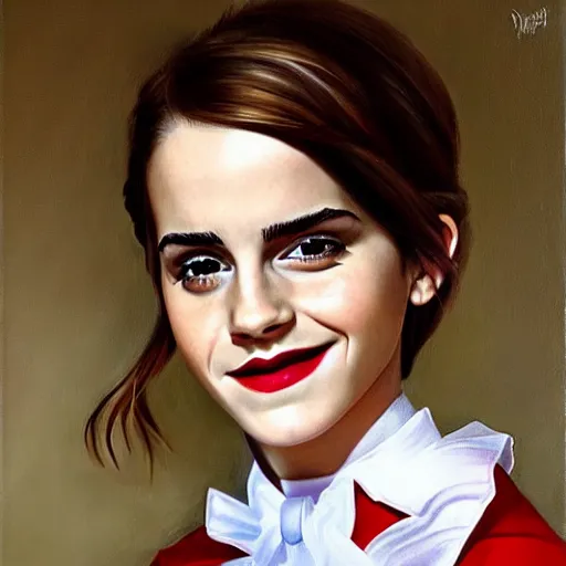 Image similar to emma watson as count chocula, photorealistic, portrait, oil painting