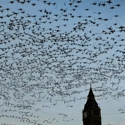 Prompt: a swarm of ufos flying over london